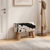 vidaXL klop 60 x 30 x 45 cm Pravo usnje Črna in bela