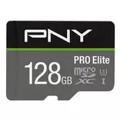 PNY 128GB microSDXC Pro Elite Class 10 U3 V10 + adapter P-SDU128V31100PRO-GE
