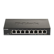D-Link DGS-1100-08PV2 Pametno stikalo, 8x 1000Base-T 802.3at PoE, 64W PoE budget, brez ventilatorja