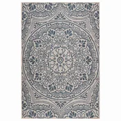 Vidaxl Zunanja preproga ploščato tkanje 140x200 cm modri vzorec