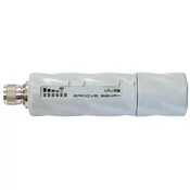 MikroTik  GrooveA 52 with N-male connector, High Gain Single Chain 2.4GHz / 5GHz 802.11abgn wireless, 600MHz CPU, 64MB RAM, 1x LAN, mounting loops, POE, PSU, plastic case, RouterOS L4, 2.4Ghz 6dBi Omni (RBGrooveA-52HPn)