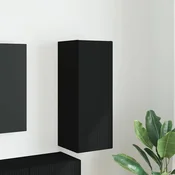 vidaXL TV stenska omara Črna 30 x 31 x 80 cm Konstruiran les