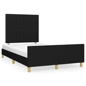 Vidaxl Posteljni okvir brez vzmetnice črn 120x200 cm blago