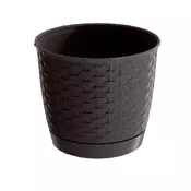 Prosperplast Plastični cvetlični lonec Ratolla Round 19 cm, 2,8 l, temno rjav, s podstavkom