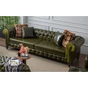 Casa Padrino luxury Chesterfield faux leather sofa green/dark brown 235 x 90 x H. 75 cm - Living room sofa - Living room furniture - Luxury furniture - Luxury living room furnishings