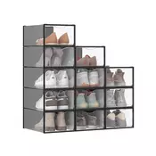 Songmics Organizator za škatle za čevlje 332x23x145 cm Prozorna plastika