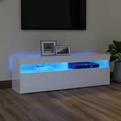 VIDAXL TV omara z LED osvetlitvijo (120x35x40cm), bela v visokem sijaju