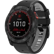 GS Silikonski pašček QuickFit za Garmin Fenix 22mm, črne/sive barve