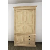 Casa Padrino country style bedroom cabinet natural 120 x 59 x H. 210 cm - Solid wood wardrobe with 3 doors and 3 drawers - Solid wood bedroom furniture in country style