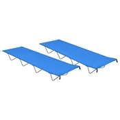 Kreveti za kampiranje 2 kom 180x60x19 cm tkanina i celik plavi