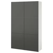 BESTA Kombin. odlaganje s vratima, bela/Lappviken tamnosiva, 120x42x193 cm