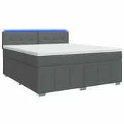 vidaXL Postelja boxspring z vzmetnico Temno siva 140 x 190 cm Blago