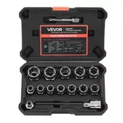 VEVOR Komplet za izvlečenje vijakov 16-delni 190x130x50 mm črn