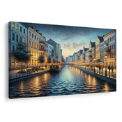 Slika romantično mesto ob vodi - 40x30