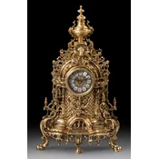 Casa Padrino luxury baroque table clock gold 34 x H. 59 cm - Handmade bronze clock baroque style - Baroque desk clock - Baroque desk decoration - Baroque decorative accessories