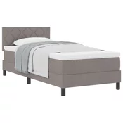 Vidaxl Postelja boxspring z vzmetnico Taupe 100 x 200 cm blago