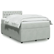 Vidaxl Box spring postelja z vzmetnico svetlo siva 120x190 cm žamet