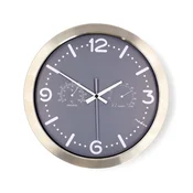 Nedis CLWA5226SS - Zidni sat sa termometrom i higrometrom, precnika 30,5 cm, 1x AA, nerdajuci celik