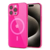 Prozoren silikonski ovitek Mag za iPhone 15 Pro Max - roza