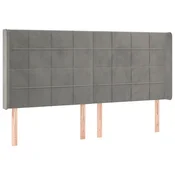 Vidaxl Vzglavje z ušesi svetlo sivo 183x16x118/128 cm žamet