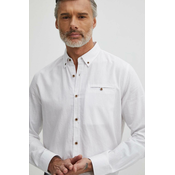 Lanena košulja Medicine za muškarce, boja: bijela, regular, s button-down ovratnikom