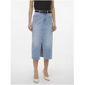 Light blue womens denim midi skirt Vero Moda Veri - Womens