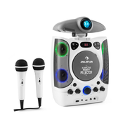 auna KaraProjectura karaoke sustav s projektorom, LED svetlosna show, USB, bela boja
