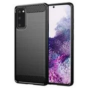 TPU gel ovitek Brushed Carbon za Samsung Galaxy S20 - črn