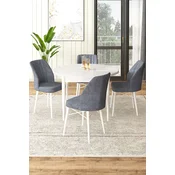 Hanah Home Set Trpezarijski sto i 4 stolice, Sivo-beli