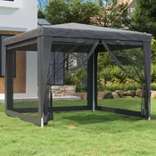 vidaXL Vrtni šotor s 4 mrežastimi stranicami antracit 3x3 m HDPE