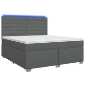 vidaXL Postelja boxspring z vzmetnico Temno siva 140 x 190 cm Blago