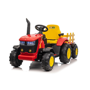 Traktor na akumulator s prikolico 12V 7Ah rdeč