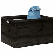 Drvena kutija s ruckama crna 40x30x23 cm puno drvo bor