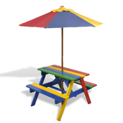 vidaXL Djecji stol & klupe za piknik sa suncobranom cetiri boje