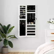 Vidaxl vidaXL Viseča omarica za nakit z ogledalom bela 30x8,5x106 cm