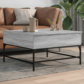 Stolic za kavu siva boja hrasta 80x80x45 cm od drva i metala