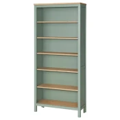 HEMNES Biblioteka, sivozelena/svetlosmede bajcovano, 90x197 cm