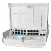 MikroTik outdoor 18 port switch with 15 reverse PoE ports and SFP