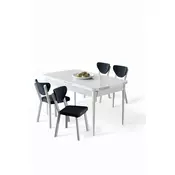 HANAH HOME Rasklopivi trpezarijski sto i stolice (5 delova) Exve White Anthracite