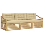 Set vanjskih sofa s jastukom 3 pcs Bijela i bež Poliester