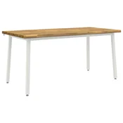 vidaXL Jedilna miza z naravno robom 140 x 90 x 75 cm Bela
