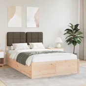 vidaXL Posteljni okvir z oblazinjenim vzglavjem Taupe 120 x 190 cm