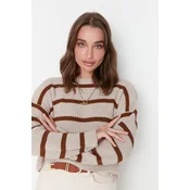 Trendyol Stone Crop Basic Striped Knitwear Sweater