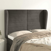 Vidaxl vidaXL Vzglavje s krilci temno sivo 147x23x118/128 cm žamet