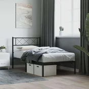 vidaXL vidaXL Kovinski posteljni okvir z vzglavjem črn 100x190 cm, (20953422)