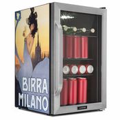 Klarstein Beersafe 70, Birra Milano Edition, hladilnik, 70 litrov, 3 police, panoramska steklena vrata, nerjaveče jeklo (HEA13-Birra-Milan-SS)