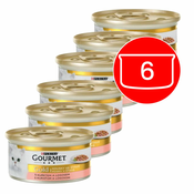 Pločevinka Gourmet GOLD - koščki lososa in piščanca v omaki, 6x85g