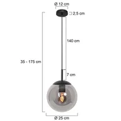 Steinhauer Obesek Bollique, črna barva, O 25 cm, steklo, 1-svetloba, globus - Dnevna soba/jedilnica - črna, dimno siva
