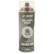Industrijski akrilni lak sprej RAL HG 400ml Motip - RAL 3005 vinsko rdeča