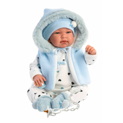 Llorens 84439 NEW BORN - realistična punčka z zvokom in ohišjem iz mehke tkanine 44 cm